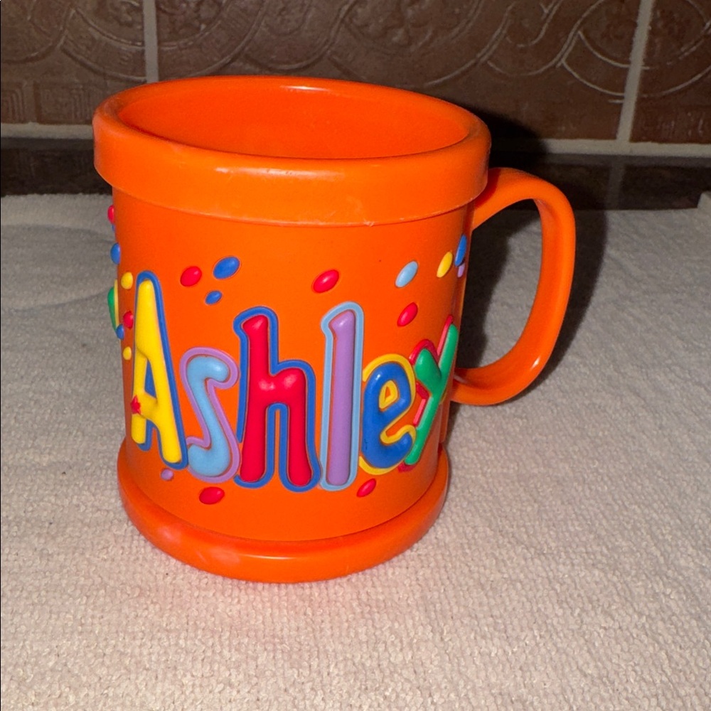 Colorful 3D Personalized Ashley Mug Cup Orange Plastic with handle